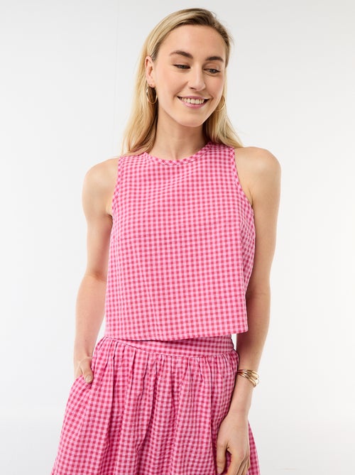 Top sem mangas com padrão Vichy - Kiabi