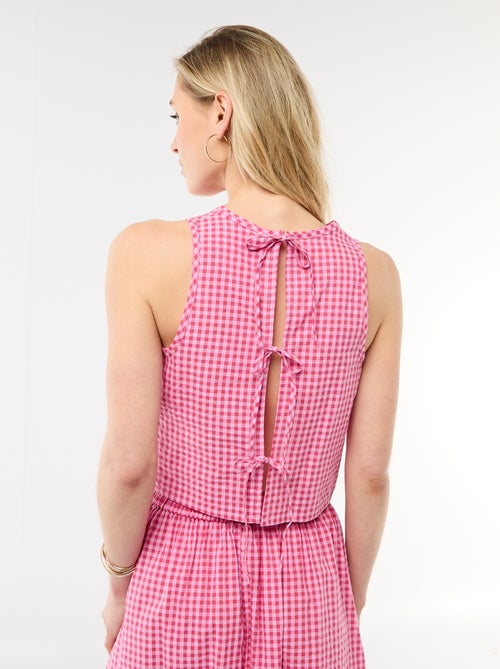 Top sem mangas com padrão Vichy - Kiabi
