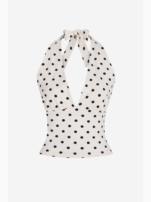 Top sem mangas decote halter bolinhas penti - Kiabi Top sem mangas decote halter bolinhas penti - Kiabi