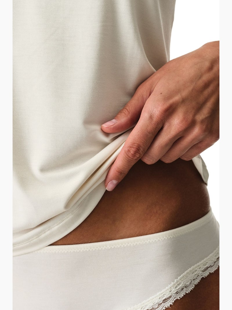 Top sem mangas detalhes renda penti Branco sujo - Kiabi