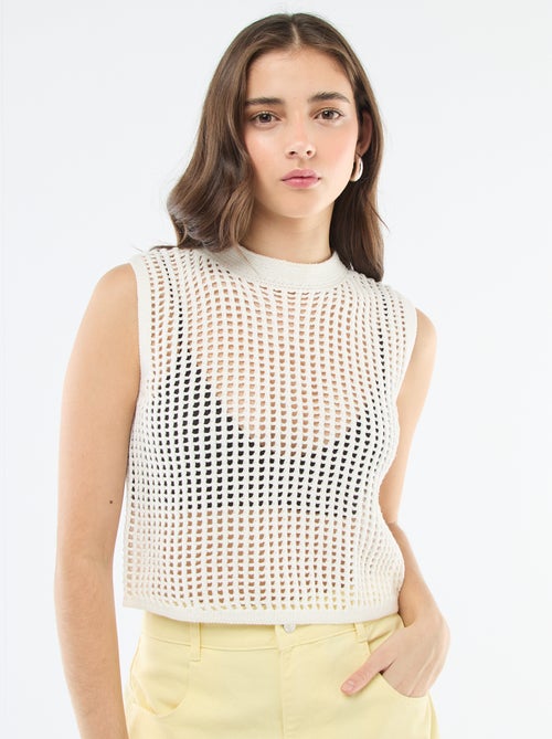 Top sem mangas em crochê - Kiabi