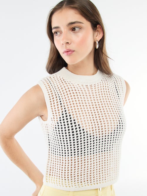Top sem mangas em crochê - Kiabi