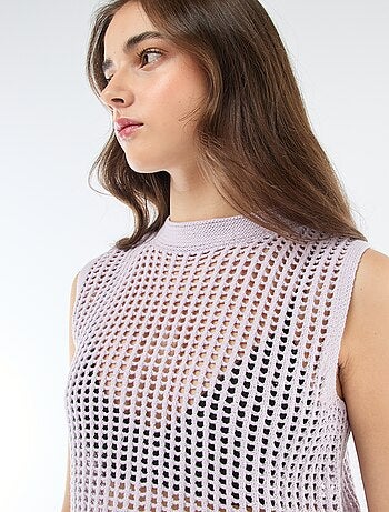 Top sem mangas em crochê