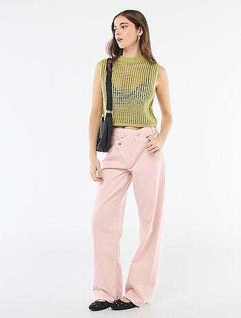 Top sem mangas em crochê