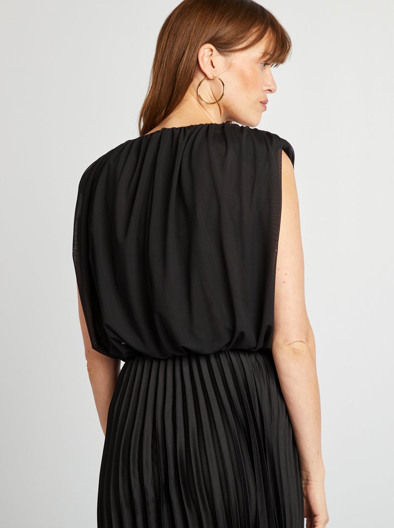 Top sem mangas em voile plissado Preto - Kiabi