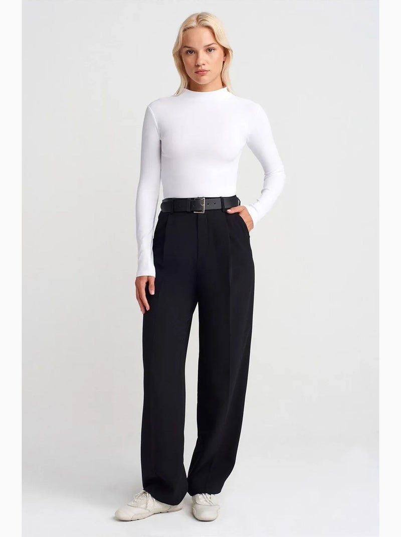 Top slim fit de manga comprida com meia gola alta dilvin Branco - Kiabi