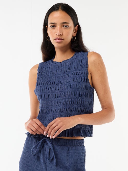 Top smockado sem mangas - Kiabi