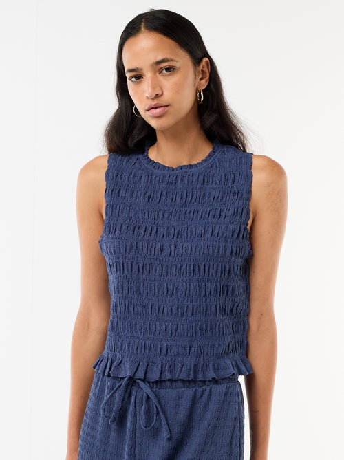 Top smockado sem mangas - Kiabi