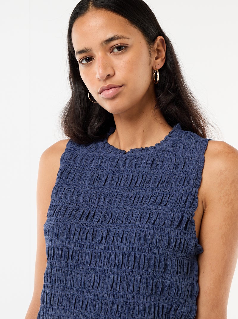 Top smockado sem mangas Azul - Kiabi