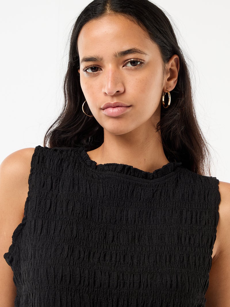 Top smockado sem mangas Preto - Kiabi