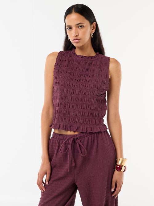 Top smockado sem mangas - Kiabi