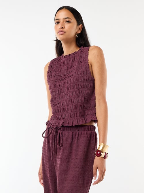 Top smockado sem mangas - Kiabi