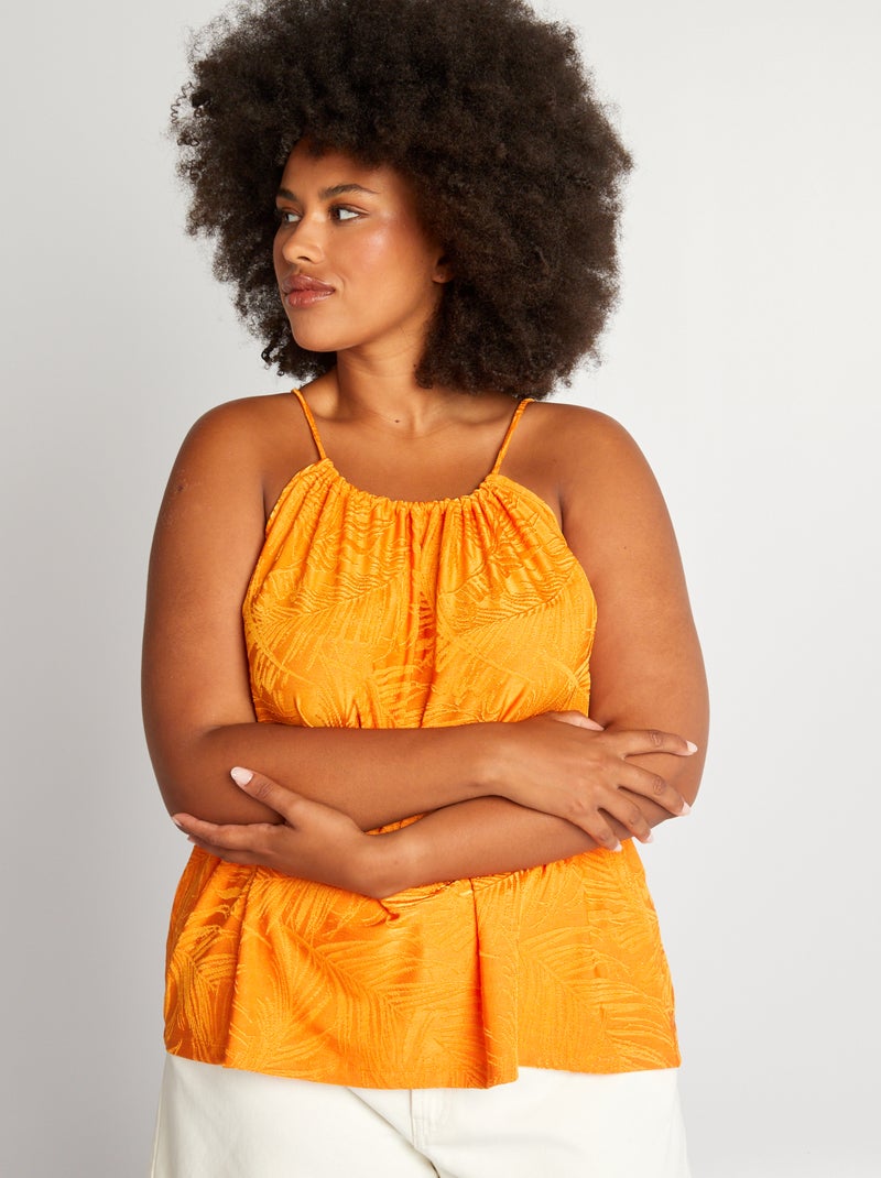Top texturado com cavas americanas Laranja - Kiabi