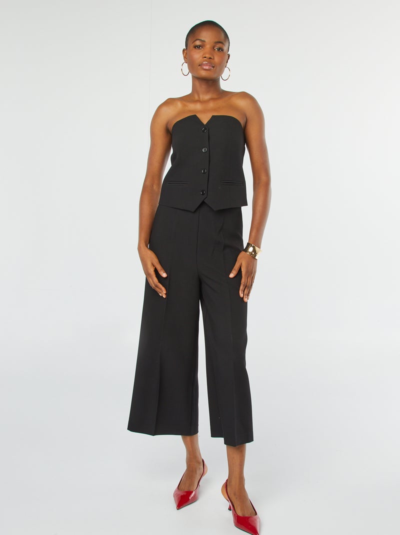 Top tipo corpete com botões Preto - Kiabi