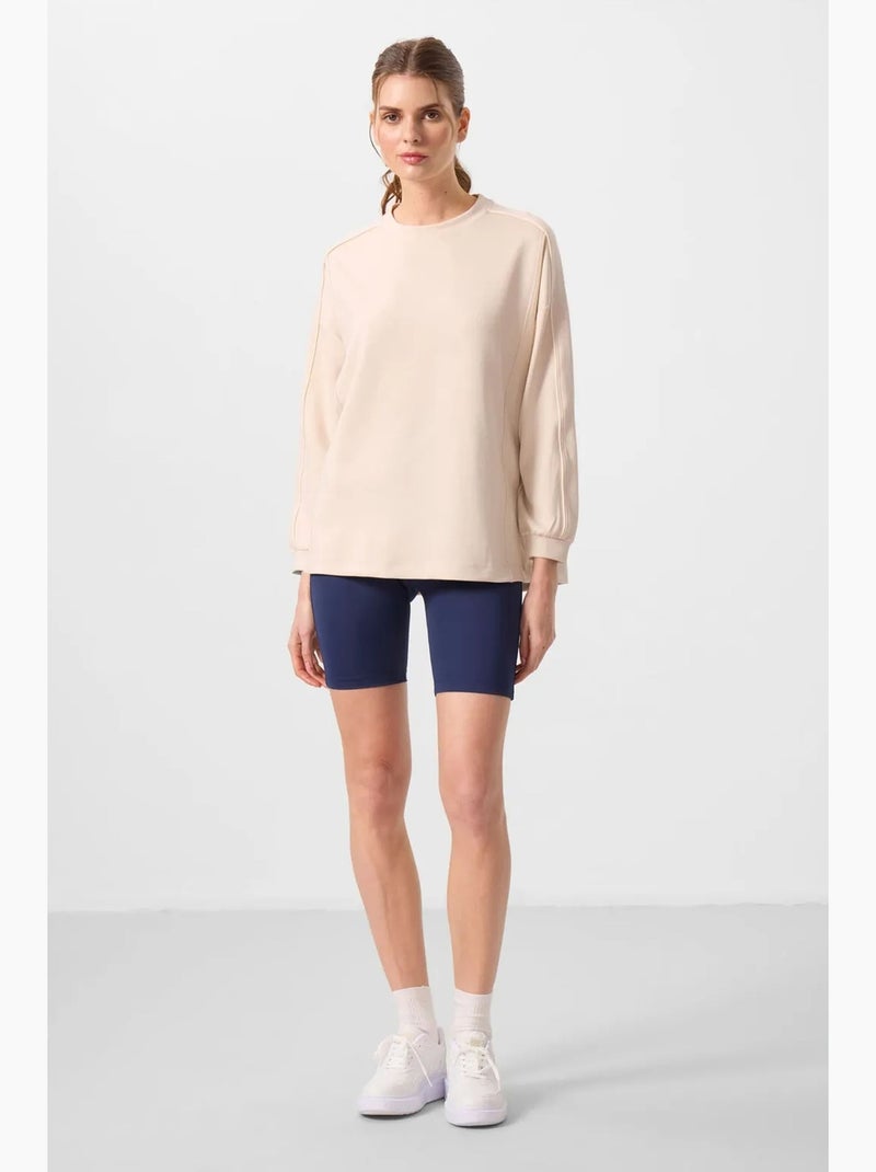 Top túnica oversized comprido às riscas tommy Bege-argila - Kiabi