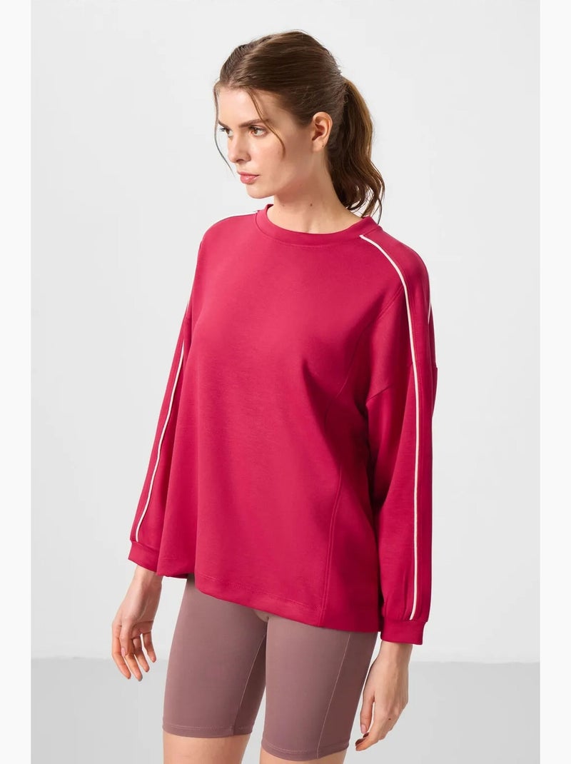 Top túnica oversized comprido às riscas tommy Magenta - Kiabi