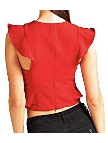 Top vermelho com folhos para mulher guess