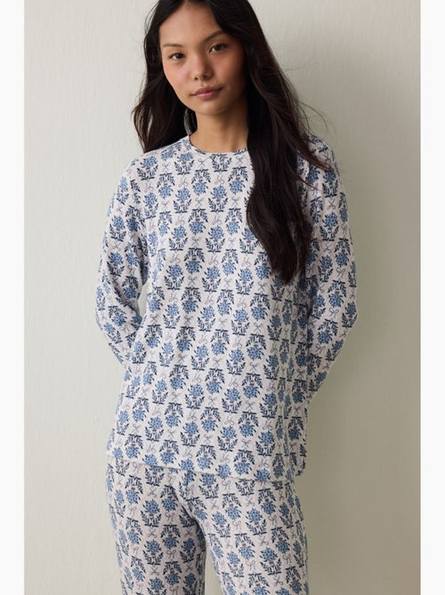 Topo de pijama tea time com estampa floral e efeito térmico penti - Kiabi