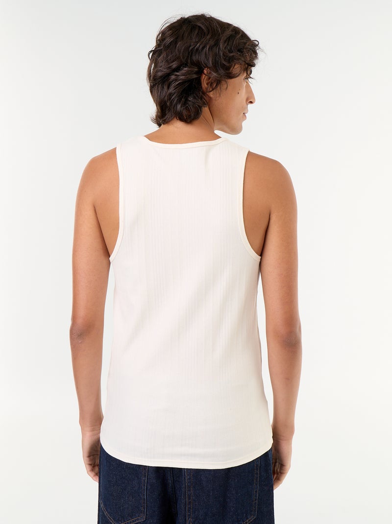 Tops sem mangas em jersey canelado Branco - Kiabi