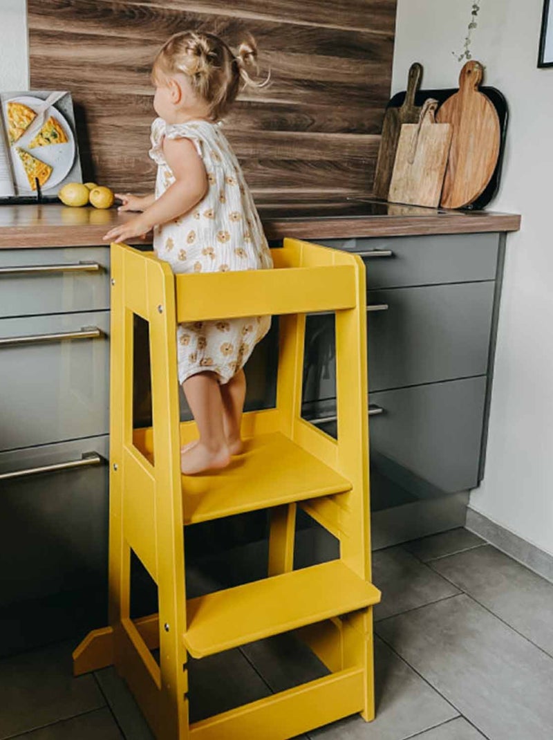 Torre de aprendizagem infantil em madeira | tissi Amarelo - Kiabi
