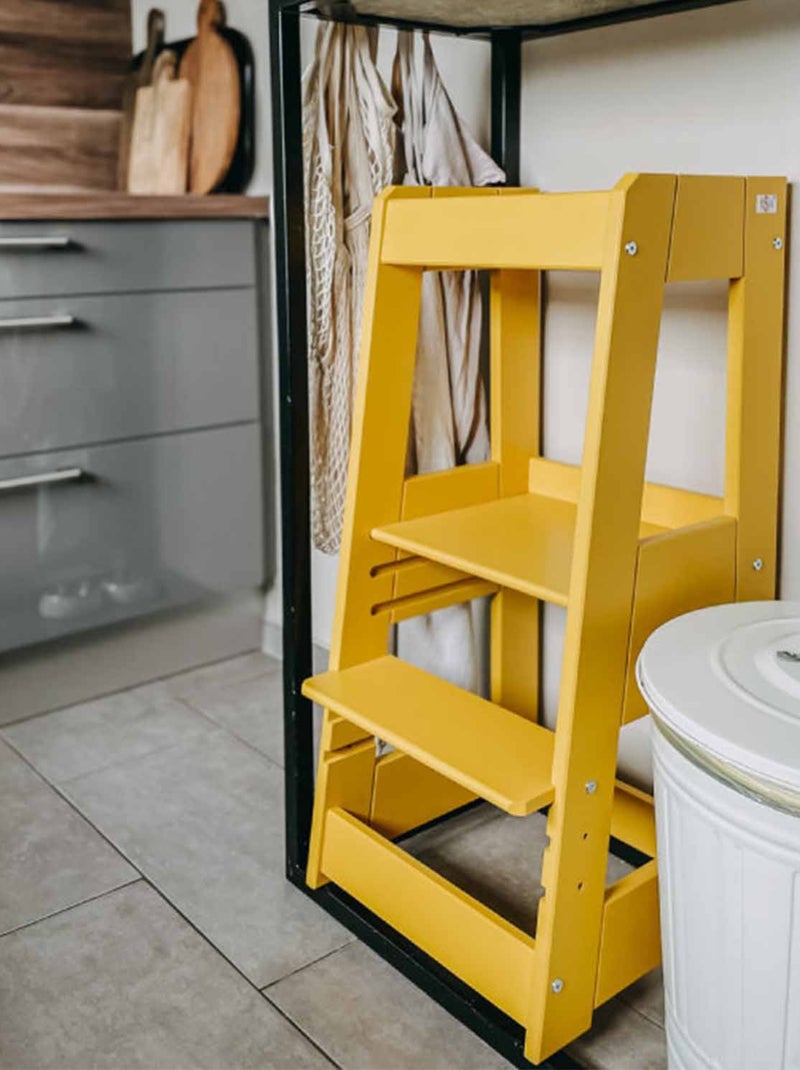 Torre de aprendizagem infantil em madeira | tissi Amarelo - Kiabi