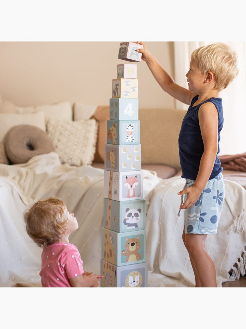 Torre de empilhar 10 cubos animais numeros brinquedo aprendizagem mamabrum N/D - Kiabi