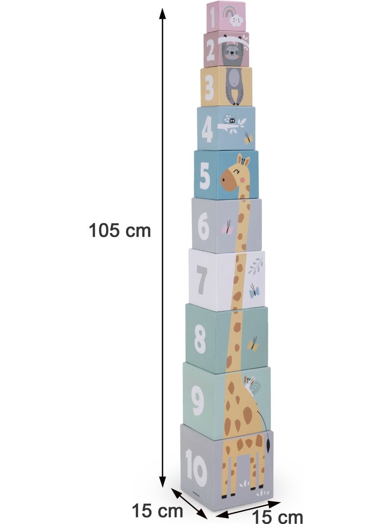 Torre de empilhar 10 cubos animais numeros brinquedo aprendizagem mamabrum N/D - Kiabi