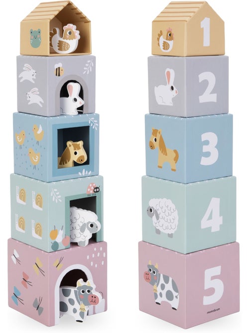 Torre de empilhar encaixe madeira animais quinta brinquedo aprendizagem mamabrum - Kiabi Torre de empilhar encaixe madeira animais quinta brinquedo aprendizagem mamabrum - Kiabi
