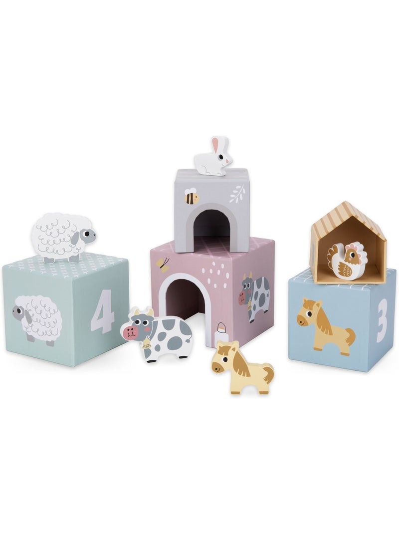 Torre de empilhar encaixe madeira animais quinta brinquedo aprendizagem mamabrum N/D - Kiabi