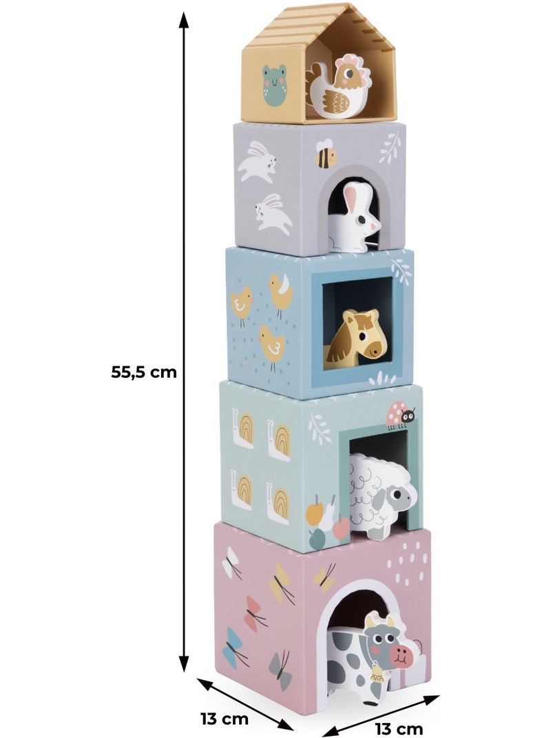 Torre de empilhar encaixe madeira animais quinta brinquedo aprendizagem mamabrum N/D - Kiabi