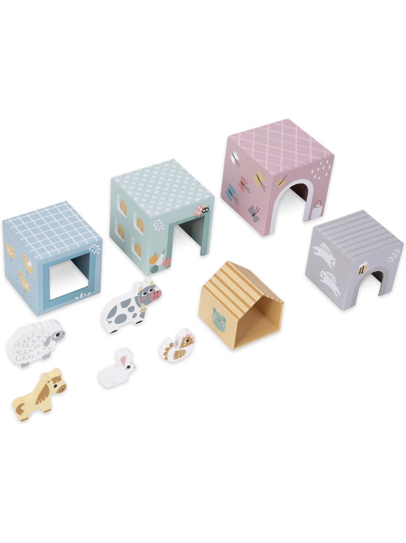 Torre de empilhar encaixe madeira animais quinta brinquedo aprendizagem mamabrum N/D - Kiabi