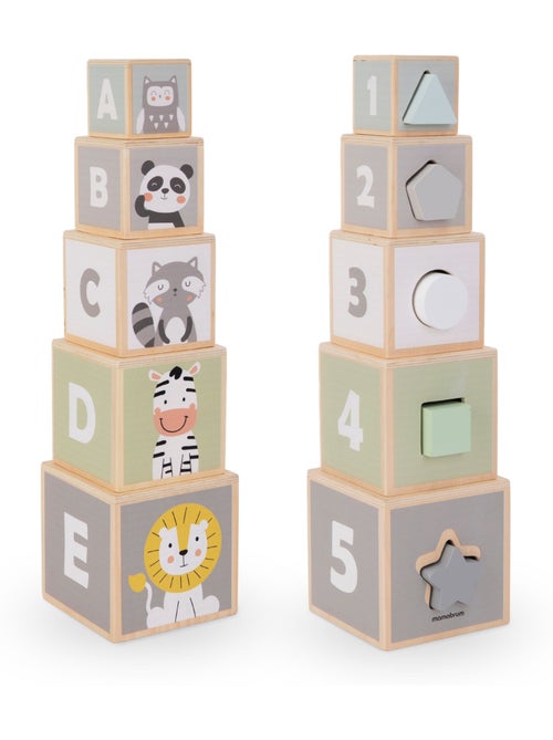 Torre de empilhar madeira infantil encaixe formas numeros mamabrum - Kiabi Torre de empilhar madeira infantil encaixe formas numeros mamabrum - Kiabi