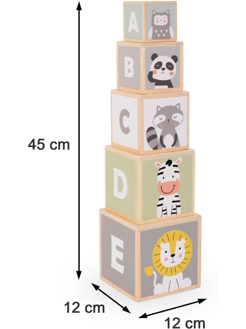 Torre de empilhar madeira infantil encaixe formas numeros mamabrum N/D - Kiabi