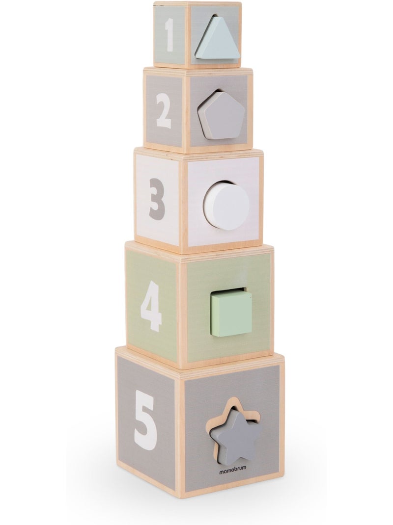 Torre de empilhar madeira infantil encaixe formas numeros mamabrum N/D - Kiabi