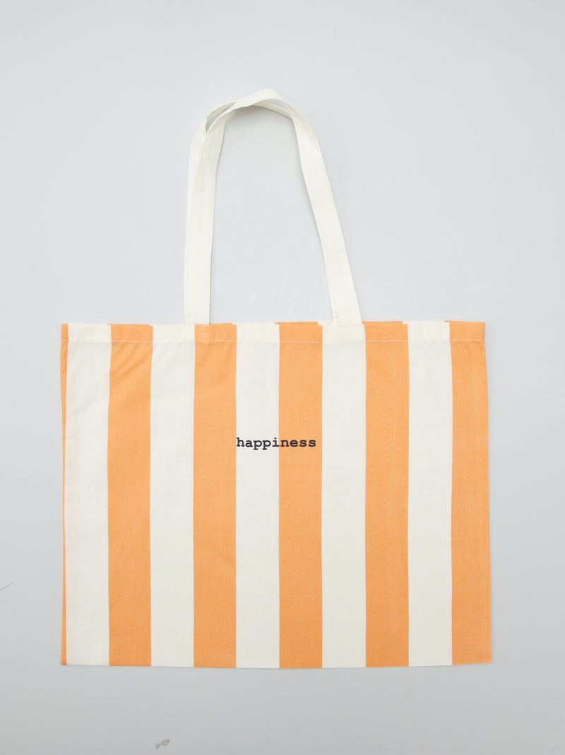 Tote bag às riscas BEGE - Kiabi