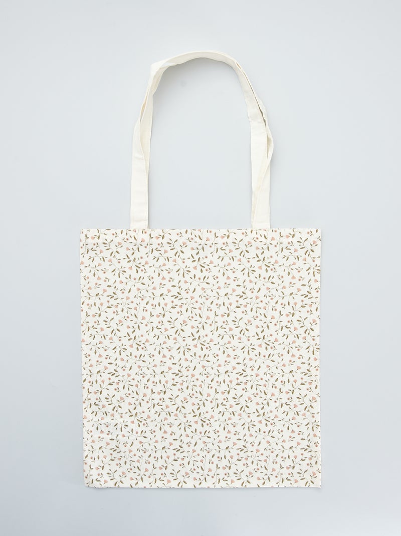 Tote bag com estampado 'flores' BRANCO - Kiabi