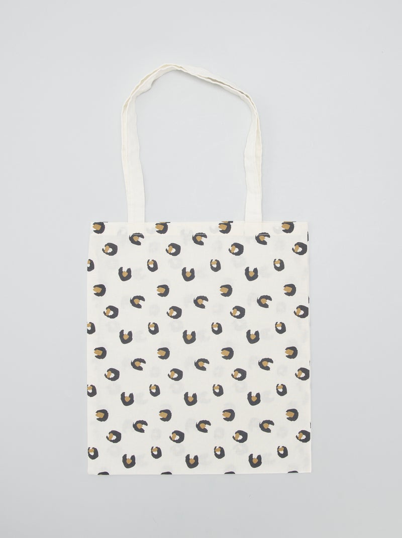 Tote bag com estampado leopardo BRANCO - Kiabi