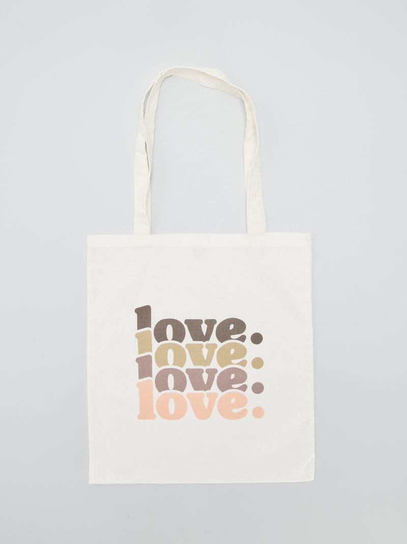 Tote bag com inscrição 'love' BRANCO - Kiabi