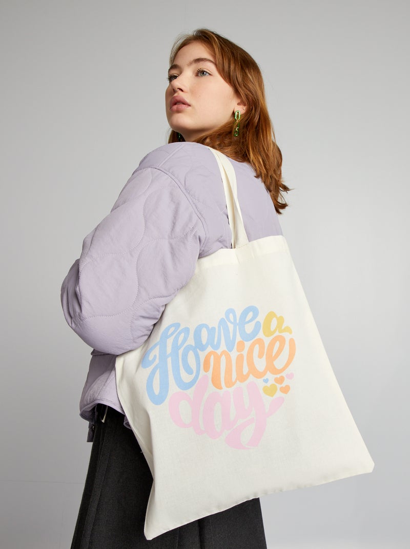 Tote bag com mensagem BEGE - Kiabi