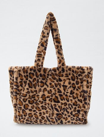 Tote Bag imitação de pele de leopardo