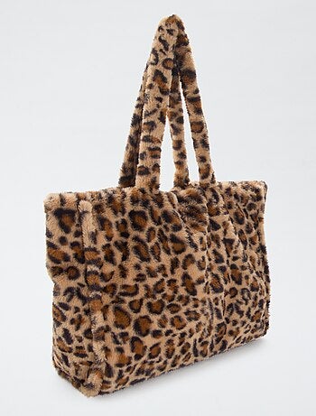 Tote Bag imitação de pele de leopardo