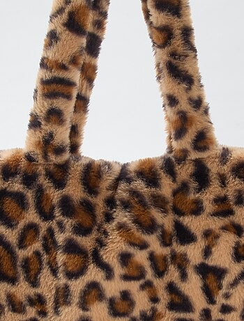 Tote Bag imitação de pele de leopardo