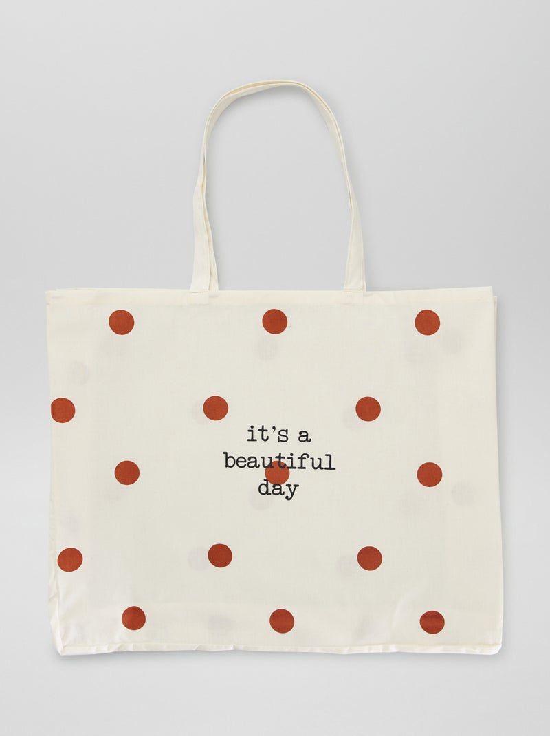 Tote bag XXL em lona BEIGE - Kiabi