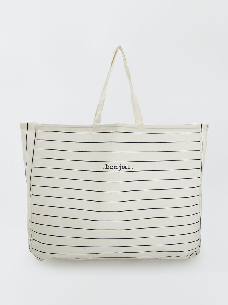 Tote bag XXL em lona BRANCO - Kiabi