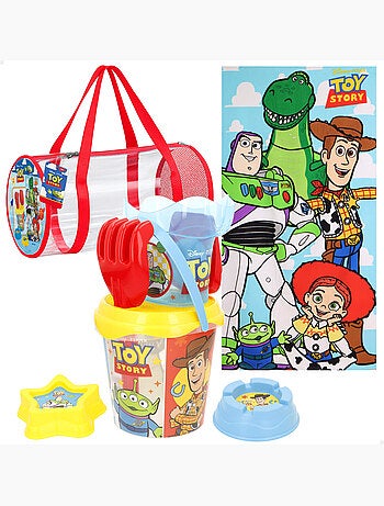 Toy story conjunto de praia com balde, toalha e bolsa como acessórios
