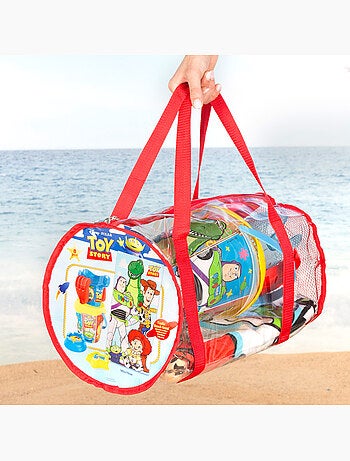 Toy story conjunto de praia com balde, toalha e bolsa como acessórios