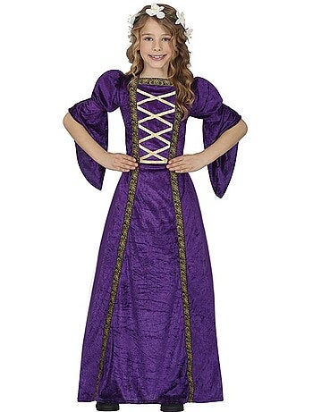 Traje medieval roxo de dama