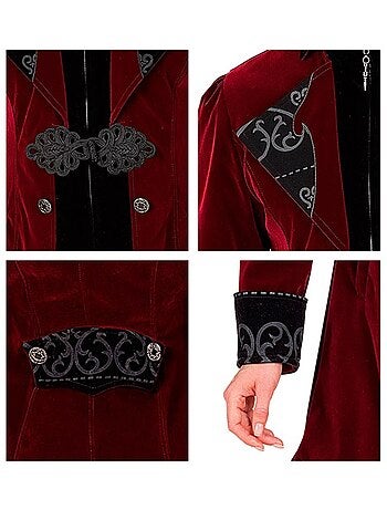 Traje ou casaco gótico em veludo bordô