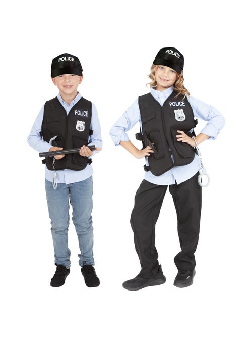 Traje ou equipamento policial: colete, boné, cassetete, algemas. - Kiabi