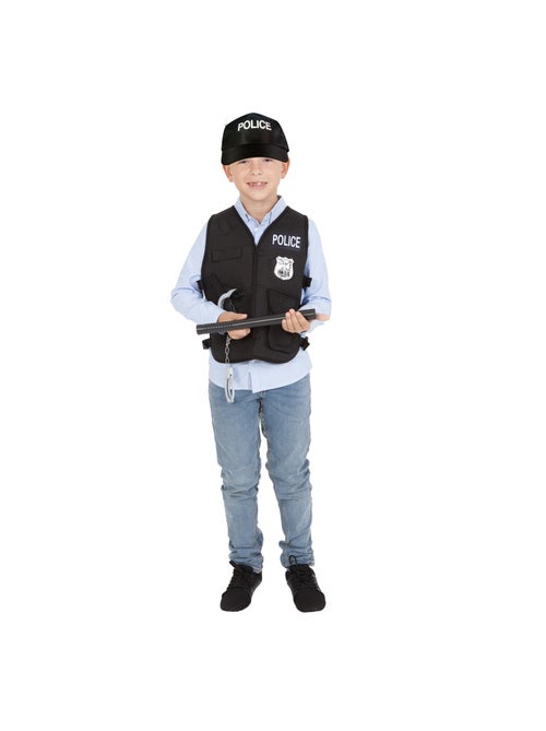 Traje ou equipamento policial: colete, boné, cassetete, algemas. - Kiabi
